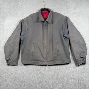 Vintage Big Mac Workwear Bomber Jacket Gray Quilted Red Lining Full Zip Mens XL
